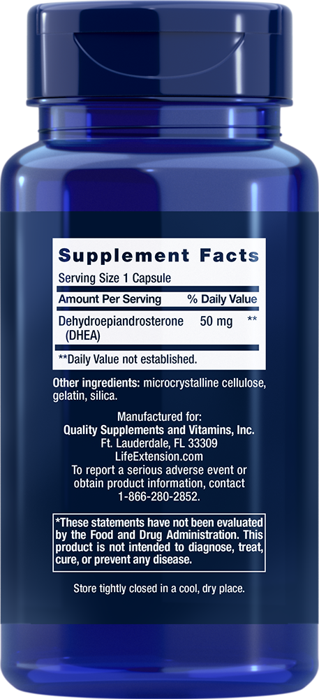 DHEA, 50 mg, 60 Cápsulas - lifeproductsbr