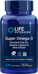 Super Omega-3 EPA/DHA Fish Oil, Sesame Lignans & Olive Extract, 240 easy-to-swallow Softgels - Life Products Br