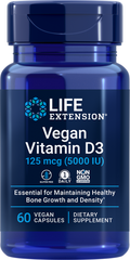 Vitamina D3 vegana, 125 mcg (5000 UI), 60 cápsulas veganas