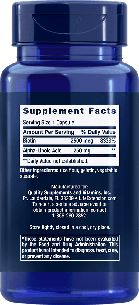 Alpha-Lipoic Acid with Biotin, 60 cápsulas - lifeproductsbr