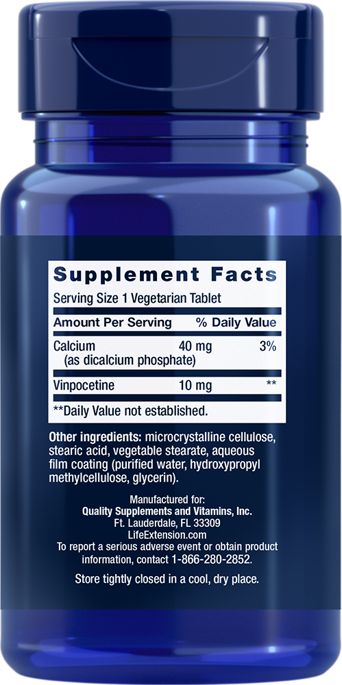 Vinpocetine, 10 mg, 100 comprimidos vegetarianos - Life Products Br