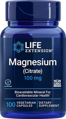 Magnesium (Citrate), 100 mg, 100 Cápsulas Vegetarianas - lifeproductsbr