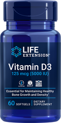 Vitamina D3, 125 mcg (5000 IU), 60 Softgels - Life Products Br