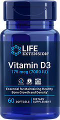 Vitamina D3, 175 mcg (7000 IU), 60 Softgels - Life Products Br