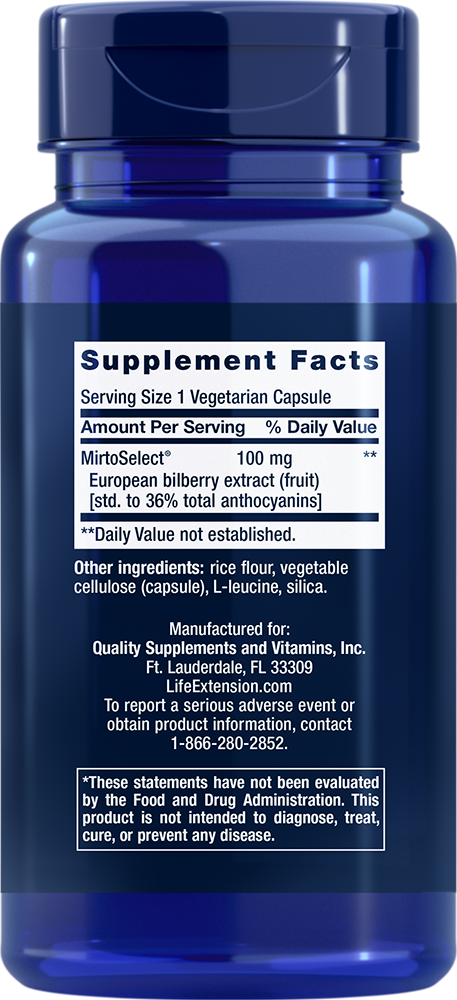 Standardized European Bilberry Extract, 100 mg, 90 Cápsulas Vegetarianas - lifeproductsbr