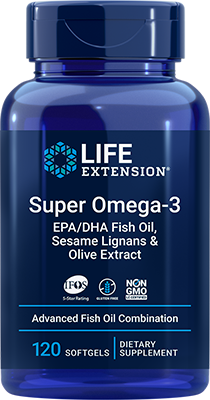 Super Omega-3 EPA/DHA Fish Oil, Sesame Lignans & Olive Extract, 120 Softgels - Life Products Br