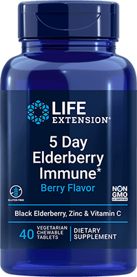 5 Day Elderberry Immune (Berry Flavor), 40 vegetarian chewable comprimidos - lifeproductsbr