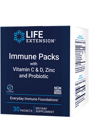 Immune Packs Com Vitaminas C & D, Zinco e Probióticos, 30 Saches
